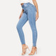 Stretch Skinny Jeans Feet Trousers Pencil Pants (Color:Blue Size:S)