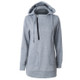 Women Warm Sweater Zipper Cap With Long Sleeves Solid Color Sweater, Size: XXL(Gray)
