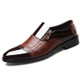 Men Business Dress Pointed Toe Slip-On Shoes, Size:43(Brown)