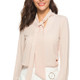 Lapel Loose Chiffon Lace Long-sleeved Blouses (Color:Beige Size:S)