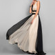 V-neck Sleeveless Color Stitching Slim Dress Long Evening Dress, Size:M(Black)