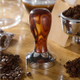 Stainless Steel Solid Wood Handle Integrated Coffee Powder, Specification:57.5mm, Color:Red Sandalwood Handle