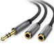 Ugreen Aluminum Alloy Shell 3.5mm Male to 2 x 3.5mm Female Headphone Splitters Audio Cable Headphone Audio Adapter