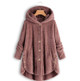 Button Plush Irregular Solid Color Coat (Color:Pink Size:S)