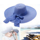 Women Summer Hats Foldable Wide Large Brim Beach Sun Straw Cap Elegant Hats Caps, Color:Navy Blue(M)