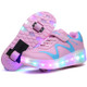 786 LED Light Ultra Light Rechargeable Double Wheel Roller Skating Shoes Sport Shoes, Size : 39(Pink)