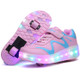 786 LED Light Ultra Light Rechargeable Double Wheel Roller Skating Shoes Sport Shoes, Size : 37(Pink)