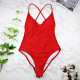 Women Swimwear Sexy High Cut One Piece Swimsuit Bathing Suit Female Monokini, Color:Red(M)