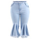 Fashion Women Plus Size Casual Pants(Color:Baby Blue Size:L)