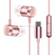 YX-022 1.2m Wired In Ear USB-C / Type-C Interface Metal Stereo Earphones with Mic (Rose Gold)