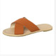 Women Casual Summer Flat Cross Belt Slip On Beach Roman Slippers, Size:35(Brown)