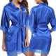 Half Sleeve Robe Women Faux Silk Pajama Sexy Night Dress, Size:XXL(Blue)