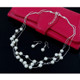 Pearl Multi-Layer Temperament Necklace Earring Bracelet set, Metal color:Silver