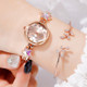 Lvpai P866 Diamond Five-Pointed Star Bracelet Watch Ladies Alloy Quartz Watches(Rose Gold Pink)