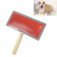 Soft Curve Needled Manual Bristles Grooming Cleaning Brush with Wood Handle for Pet,  Size: L, Random Color Delivery