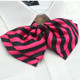 Women Professional Bow Tie Striped Polyester Bow-knot Bow Tie(H03 Red Black)