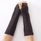 Knitted Wool Fishbone Texture Warm Cuffs Fingerless Arm Sleeves(Dark Gray)