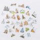 2 Packs Hand Account Sticker Animal Series Castle Sticker Cutbook Making Material(Dream Castle)