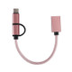 USB 3.0 Female to Micro USB + USB-C / Type-C Male Charging + Transmission OTG Nylon Braided Adapter Cable, Cable Length: 19cm(Pink)