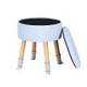 Modern Flannel Solid Wood Stool Thickened Small Stool Living Room Storage Stool(Cream Blue)