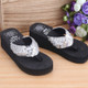 Sequin Slippers Wedge ith Flip Flops, Size:36(Sequin Silver)