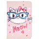 For 10 inch Universal Tablet PC Colored Drawing Pattern Horizontal Flip PU Leather Case with Holder & Card Slot(Glasses Cat)