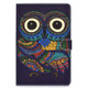 For 8 inch Universal Colored Drawing Pattern Horizontal Flip PU Leather Case with Holder & Card Slots(Owl)