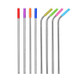 8 PCS Reusable Silicone Tips Stainless Steel Drinking Straws + 2 PCS Cleaner Brushes Set Kit with Cashmere Bag,  215*6mm