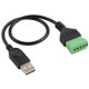 USB Male to 5 Pin Pluggable Terminals Solder-free USB Connector Solderless Connection Adapter Cable, Length: 30cm
