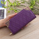 Embossed Lingge Long Wallet Retro Pattern Multi-Card Clutch Bag(Purple)