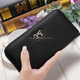 Women Long Wallet Zipper Phone Bag Korean Bow Multi-card Purse(Black)