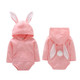 Lovely Newborn Baby Girls Cartoon Rabbit Ear Romper Hooded Kids Jumpsuit Outfits, Kid Size:100cm(Pink)