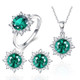 3 PCS/Set Snow Shape Gemstone Jewelry Set For Women, Ring Size:6(Green)