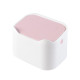 Mini Creative Bedside Table Coffee Table with Lid Press Desktop Trash Can(White Pink)
