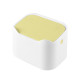 Mini Creative Bedside Table Coffee Table with Lid Press Desktop Trash Can(White Yellow)