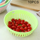 10 PCS Round Hollow Plastic Drain Basket Kitchen Fruit and Vegetable Storage Basket, Size:S(Green)
