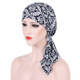 Stretch Printed Turban Big Tail Hat Flower Cloth Curved Turban Hat, Size:M 56-58cm(Small Floral Navy)