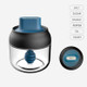 3 in 1 280ml Glass Seasoning Jar With Label & Moisture-Proof Lid & Spoon(Blue Black)