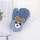 Cartoon Bear Shape Knitted Wool Double Layer Plus Velvet Thick Warm Children Gloves Mittens, Suitable Age:0-3 Years Old(Blue)