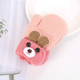 Cartoon Bear Shape Knitted Wool Double Layer Plus Velvet Thick Warm Children Gloves Mittens, Suitable Age:0-3 Years Old(Light Pink)