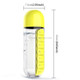 600ML Plastic Water Bottle with Daily Pill Box Organizer Drinking Bottles(Yellow)