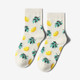 Tropical Fruit Pattern Personality Trend Tube Ladies Cotton Socks(Beige lemon)