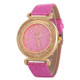 FULAIDA Women Rhinestone Gold Powder PU Leather Strap Quartz Watch(Pink)