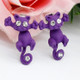 1 Pair Fashion Classic Kitten Animal Jewelry Cute Cat Stud Earrings for Girls(Purple)