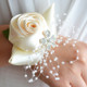 Handmade Wedding Bride Wrist Flower Boutonniere Bouquet Corsage Diamond Satin Rose Flowers(White)