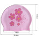 Pink Flowers Pattern Earmuffs Silicone Waterproof Swimming Cap for Women