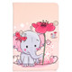 Colored Pattern Drawing Horizontal Flip PU Leather Case with Three-folding Holder for 8 inch Tablet PC(Elephant flowers)