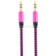 3 PCS K10 3.5mm Male to Male Nylon Braided Audio Cable, Length: 1m(Rose Red)