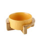 15.5cm/850ml Cat Dog Food Bowl Pet Ceramic Bowl, Style:Bowl With Wooden Frame(Yellow)