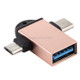 USB 3.0 Female to USB-C / Type-C Male + Micro USB Male Multi-function OTG Adapter with Sling Hole (Gold)